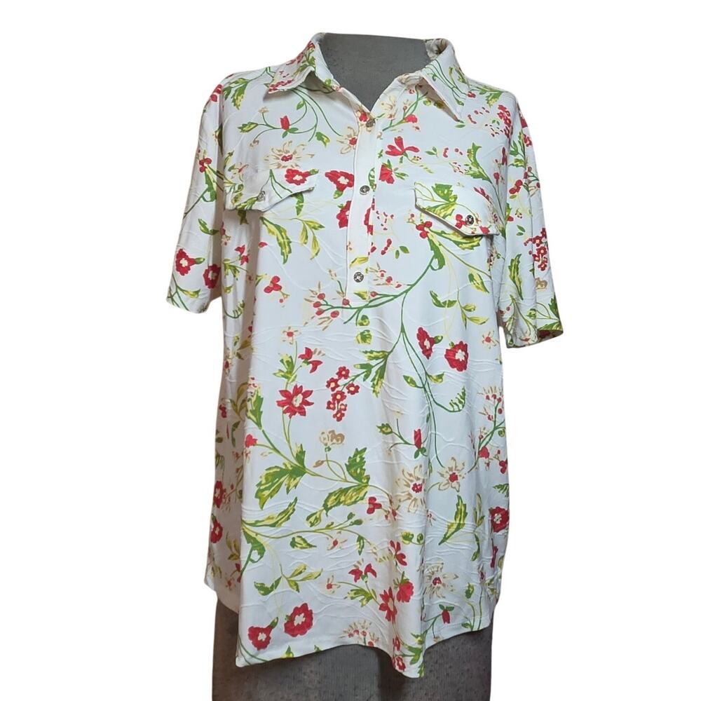 Floral Print Short Sleeve Polo Size Large New with Tags